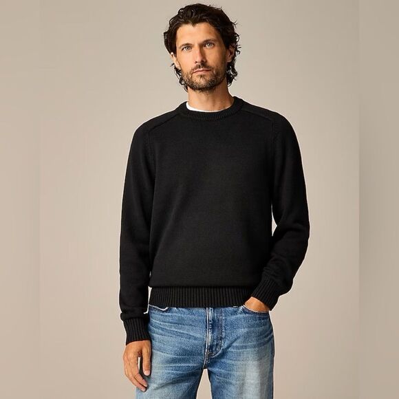 NWT J CREW Heritage cotton crewneck sweater in black - Picture 2 of 8
